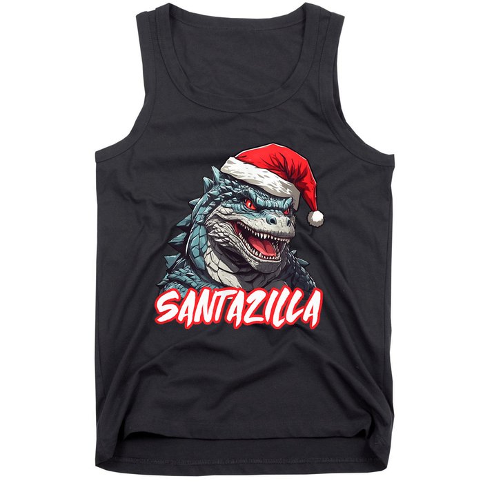 Santazilla Japanese Monster Kaiju Christmas Tank Top