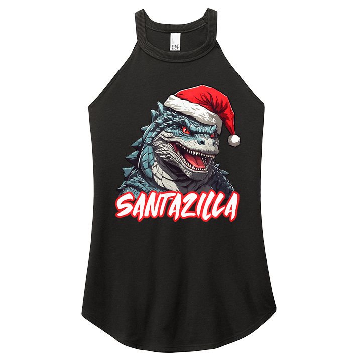 Santazilla Japanese Monster Kaiju Christmas Women's Perfect Tri Rocker Tank