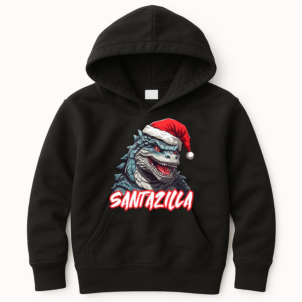 Santazilla Japanese Monster Kaiju Christmas Kids Hoodie
