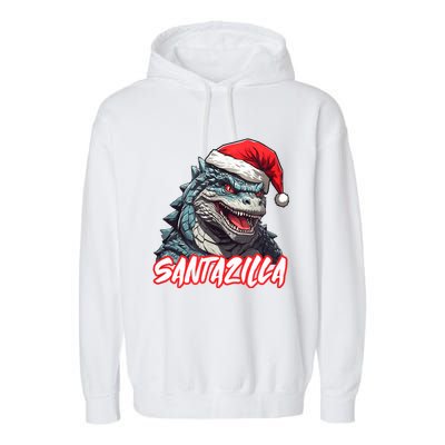 Santazilla Japanese Monster Kaiju Christmas Garment-Dyed Fleece Hoodie