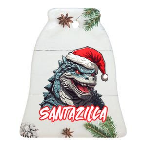 Santazilla Japanese Monster Kaiju Christmas Ceramic Bell Ornament