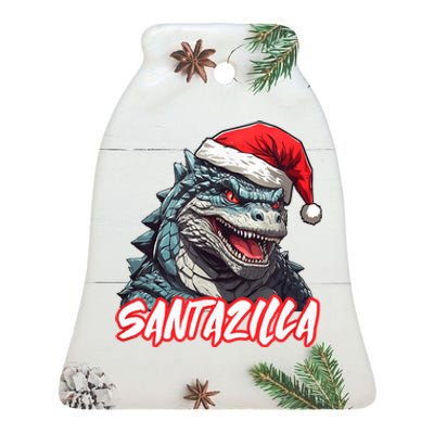 Santazilla Japanese Monster Kaiju Christmas Ceramic Bell Ornament