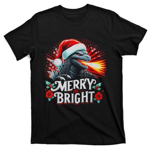 Santazilla Japanese Monster Kaiju Merry And Bright Christmas T-Shirt