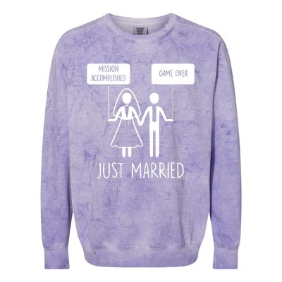 Sayings Just Married Game Over Bride Colorblast Crewneck Sweatshirt