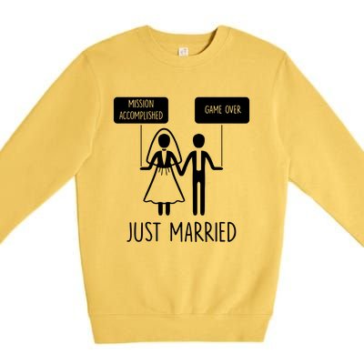 Sayings Just Married Game Over Bride Premium Crewneck Sweatshirt