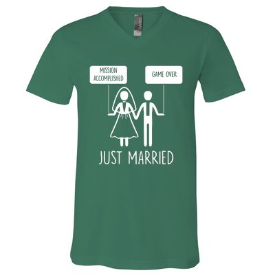 Sayings Just Married Game Over Bride V-Neck T-Shirt