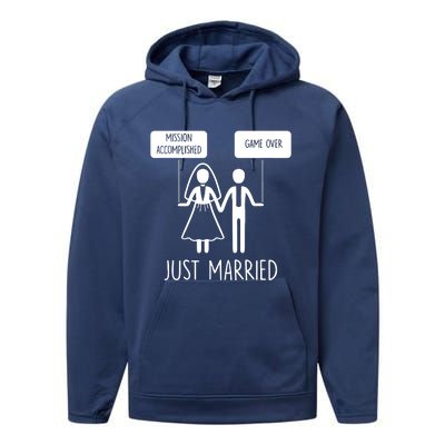 Sayings Just Married Game Over Bride Performance Fleece Hoodie