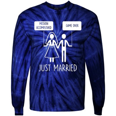 Sayings Just Married Game Over Bride Tie-Dye Long Sleeve Shirt