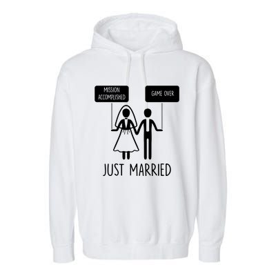 Sayings Just Married Game Over Bride Garment-Dyed Fleece Hoodie