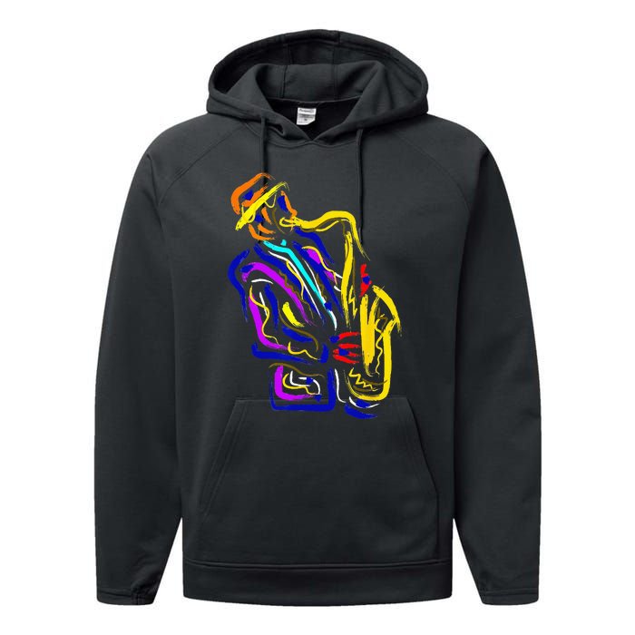 Saxophonist Jazz Musician Gift Idea Saxophone Performance Fleece Hoodie