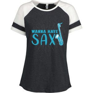 Saxophone Jazz Musician Funny Gift Sax Saxophonist Gift Enza Ladies Jersey Colorblock Tee