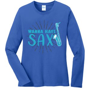 Saxophone Jazz Musician Funny Gift Sax Saxophonist Gift Ladies Long Sleeve Shirt