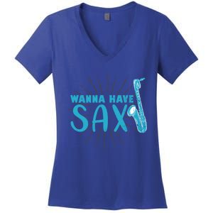 Saxophone Jazz Musician Funny Gift Sax Saxophonist Gift Women's V-Neck T-Shirt