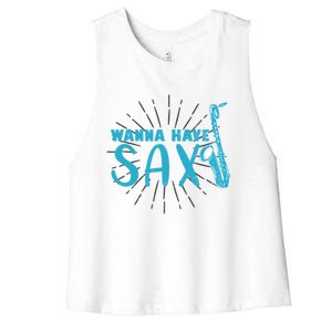 Saxophone Jazz Musician Funny Gift Sax Saxophonist Gift Women's Racerback Cropped Tank