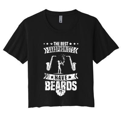Saxophone Jazz Musician Beard Gift Sax Saxophonist Great Gift Crop Top