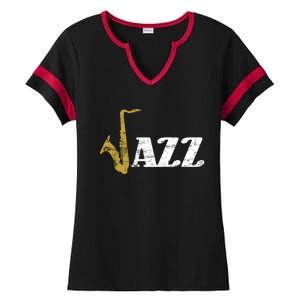 Saxophone Jazz Musician Dad Gift Fathers Day Sax Cool Gift Ladies Halftime Notch Neck Tee