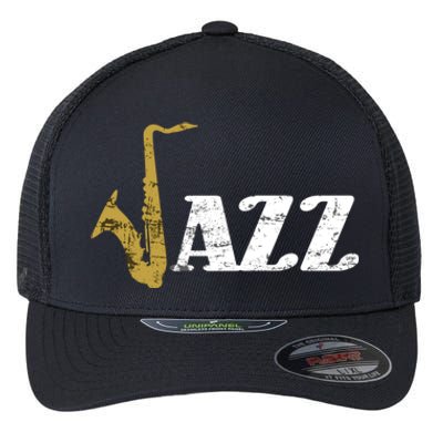 Saxophone Jazz Musician Dad Gift Fathers Day Sax Cool Gift Flexfit Unipanel Trucker Cap