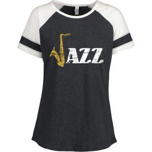 Saxophone Jazz Musician Dad Gift Fathers Day Sax Cool Gift Enza Ladies Jersey Colorblock Tee