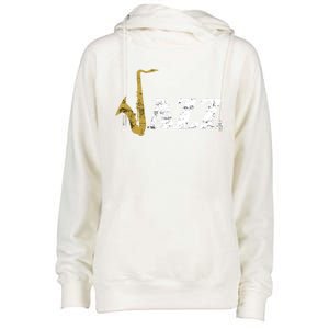 Saxophone Jazz Musician Dad Gift Fathers Day Sax Cool Gift Womens Funnel Neck Pullover Hood