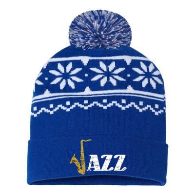 Saxophone Jazz Musician Dad Gift Fathers Day Sax Cool Gift USA-Made Snowflake Beanie