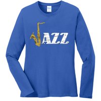 Saxophone Jazz Musician Dad Gift Fathers Day Sax Cool Gift Ladies Long Sleeve Shirt