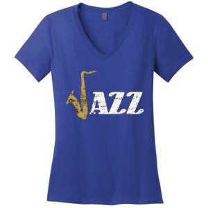 Saxophone Jazz Musician Dad Gift Fathers Day Sax Cool Gift Women's V-Neck T-Shirt