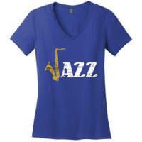 Saxophone Jazz Musician Dad Gift Fathers Day Sax Cool Gift Women's V-Neck T-Shirt