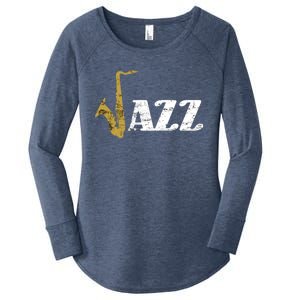 Saxophone Jazz Musician Dad Gift Fathers Day Sax Cool Gift Women's Perfect Tri Tunic Long Sleeve Shirt