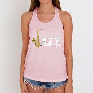 Saxophone Jazz Musician Dad Gift Fathers Day Sax Cool Gift Women's Knotted Racerback Tank