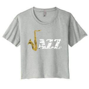 Saxophone Jazz Musician Dad Gift Fathers Day Sax Cool Gift Women's Crop Top Tee