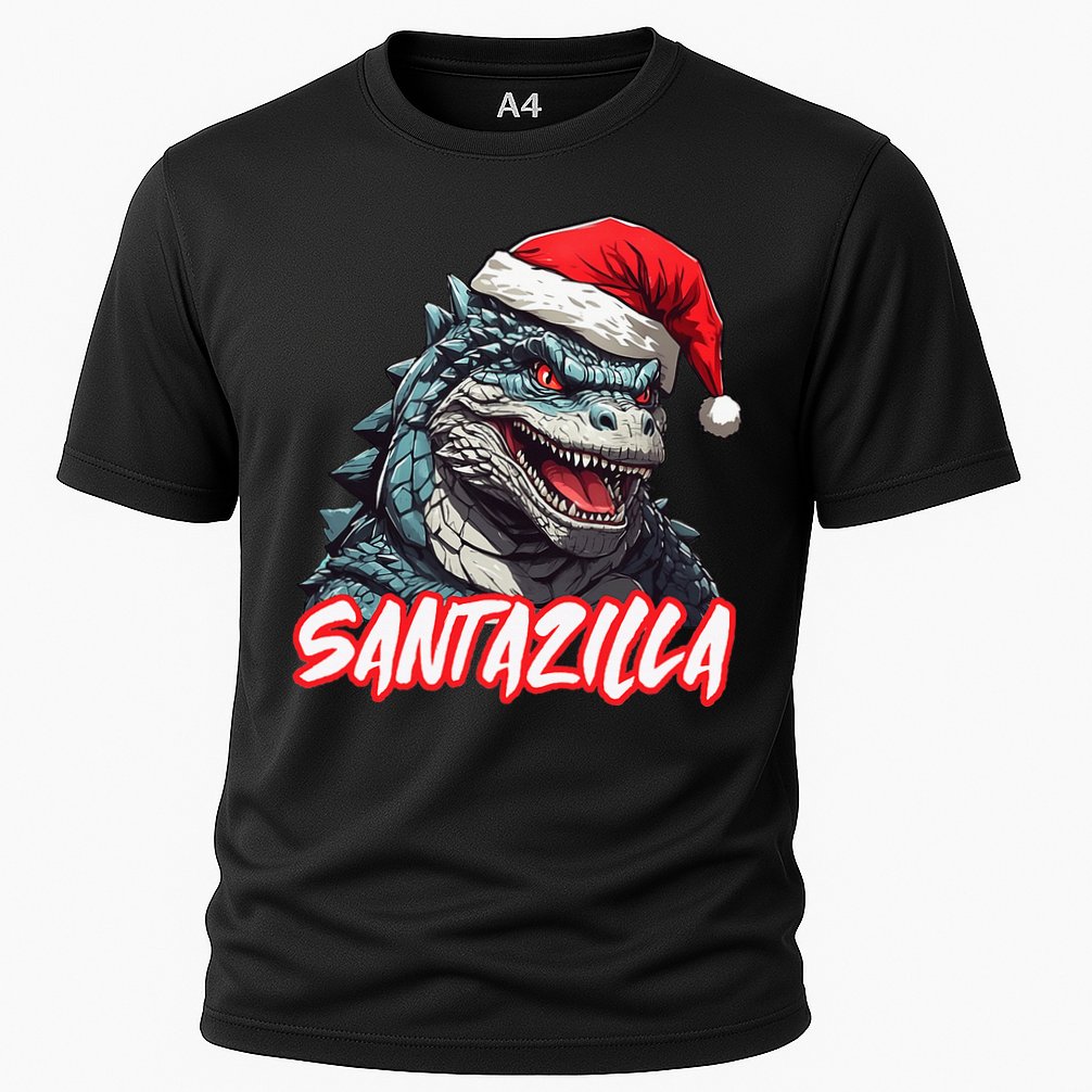 Santazilla Japanese Monster Kaiju Christmas Cooling Performance Crew T-Shirt