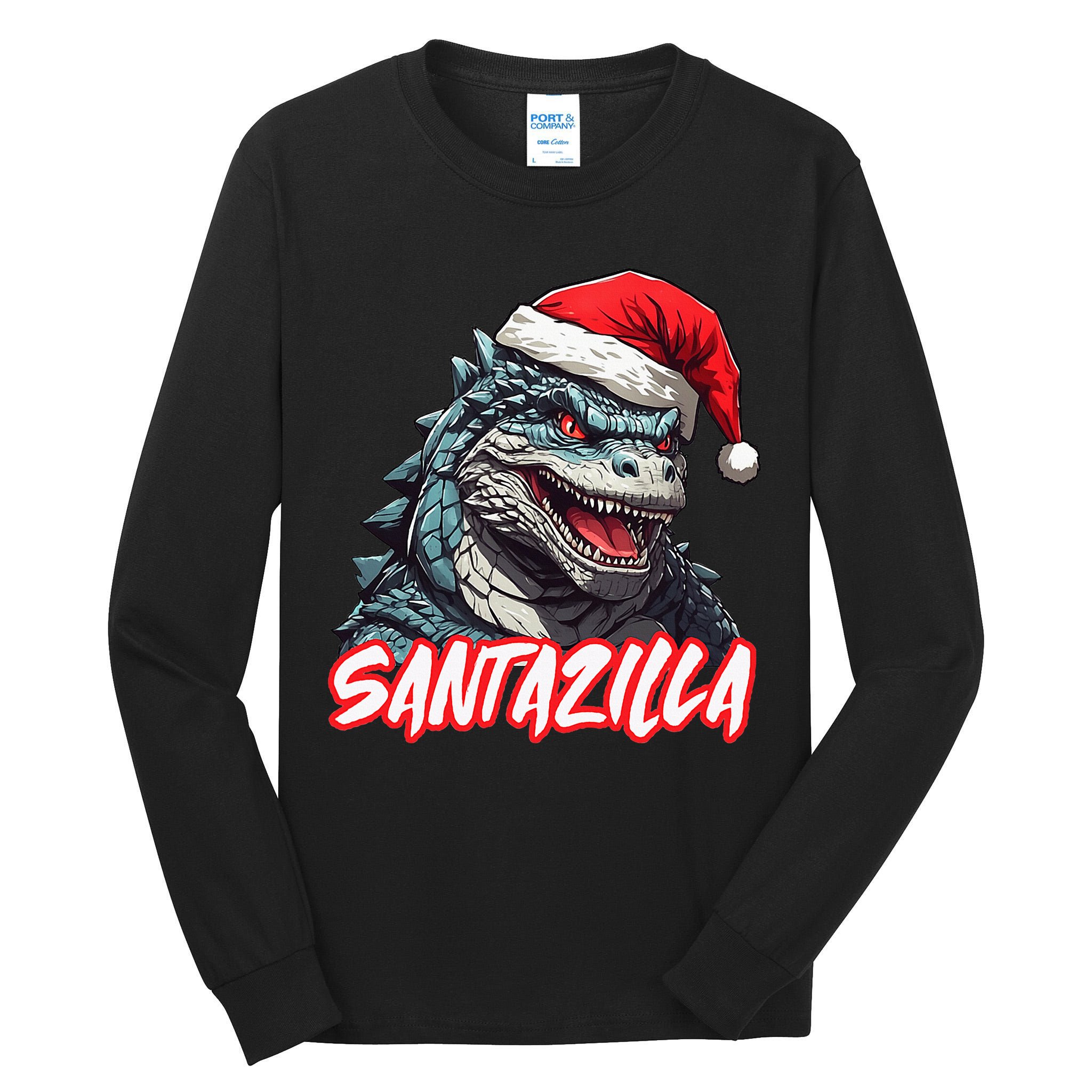 Santazilla Japanese Monster Kaiju Christmas Tall Long Sleeve T-Shirt