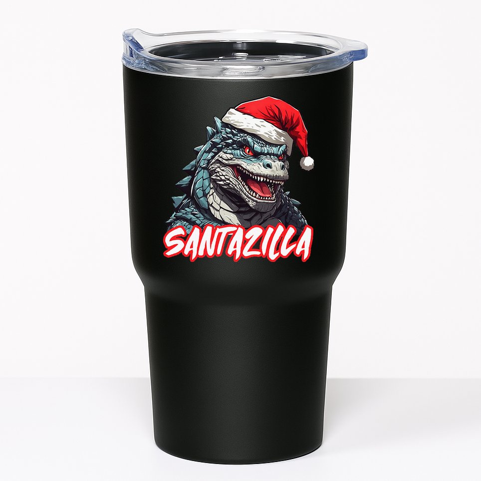 Santazilla Japanese Monster Kaiju Christmas Tumbler