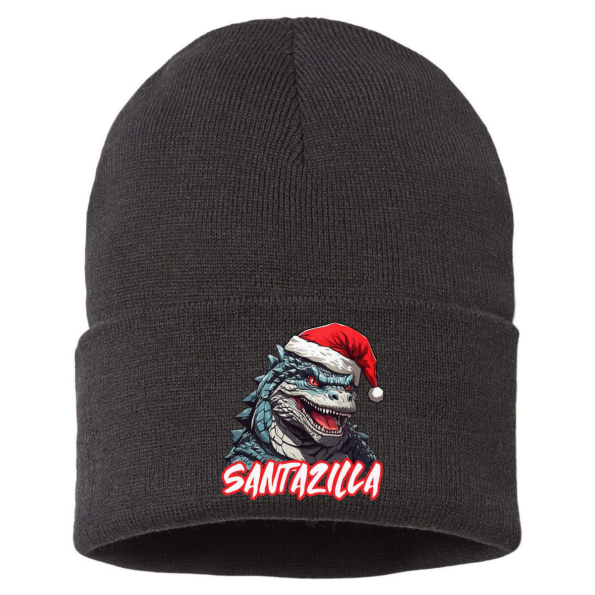 Santazilla Japanese Monster Kaiju Christmas Sustainable Knit Beanie