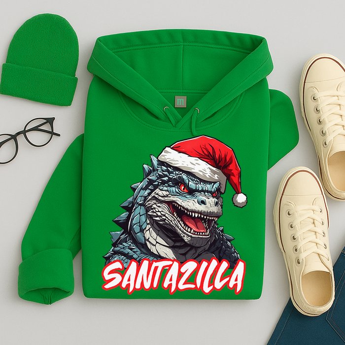 Santazilla Japanese Monster Kaiju Christmas Hoodie