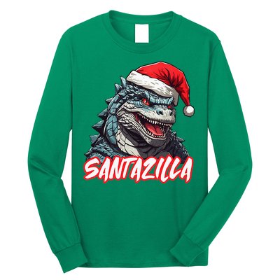 Santazilla Japanese Monster Kaiju Christmas Long Sleeve Shirt