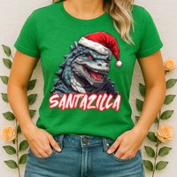 Santazilla Japanese Monster Kaiju Christmas Womens T-Shirt
