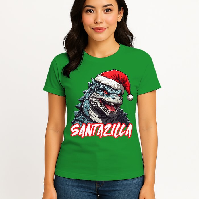 Santazilla Japanese Monster Kaiju Christmas Womens T-Shirt