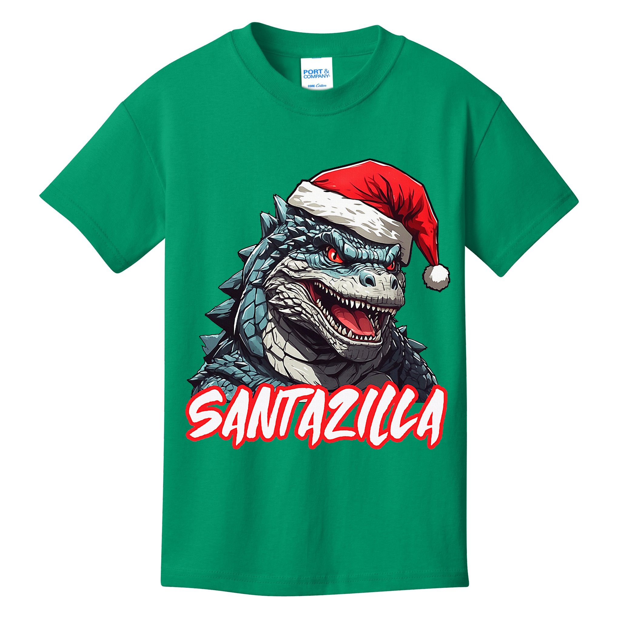 Santazilla Japanese Monster Kaiju Christmas Kids T-Shirt