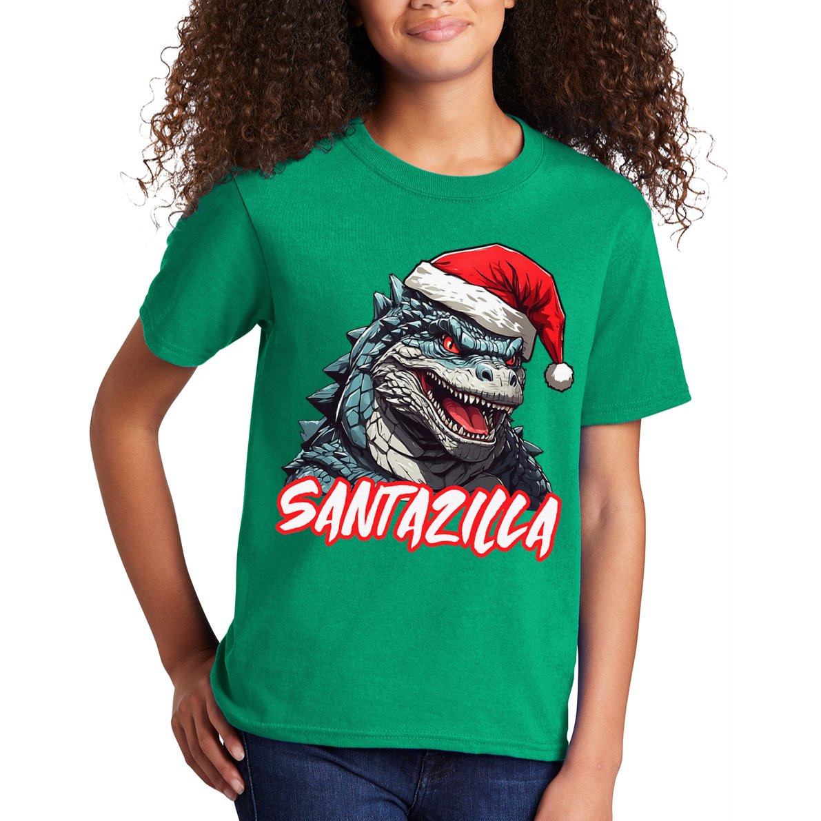 Santazilla Japanese Monster Kaiju Christmas Kids T-Shirt