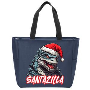 Santazilla Japanese Monster Kaiju Christmas Zip Tote Bag