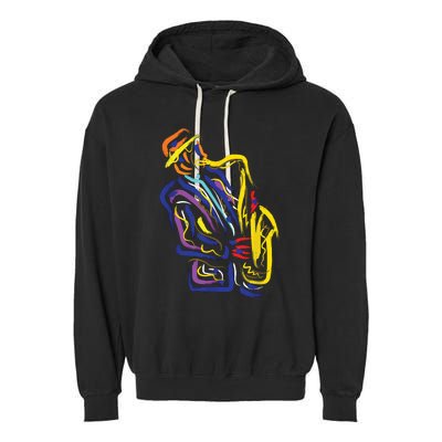 Saxophonist Jazz Musician Gift Idea Saxophone Garment-Dyed Fleece Hoodie