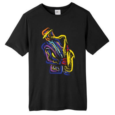 Saxophonist Jazz Musician Gift Idea Saxophone Tall Fusion ChromaSoft Performance T-Shirt