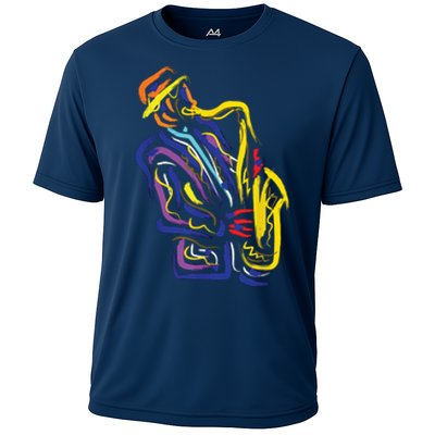 Saxophonist Jazz Musician Gift Idea Saxophone Cooling Performance Crew T-Shirt