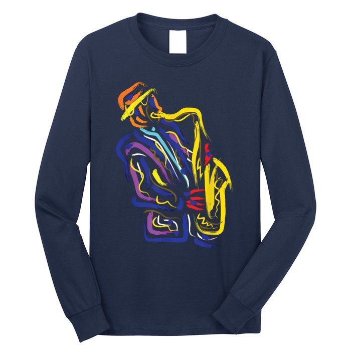 Saxophonist Jazz Musician Gift Idea Saxophone Long Sleeve Shirt