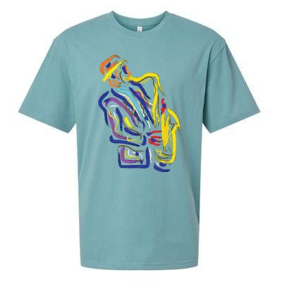 Saxophonist Jazz Musician Gift Idea Saxophone Sueded Cloud Jersey T-Shirt