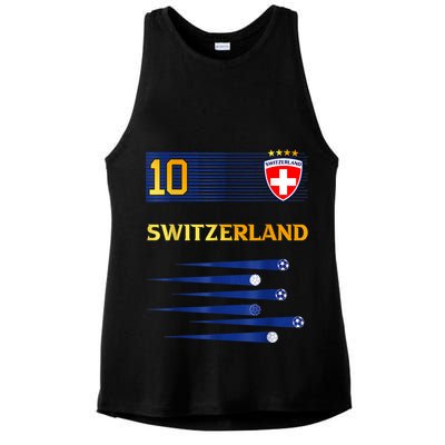 Switzerland Jersey Number ten Swiss Futebol Soccer Ladies PosiCharge Tri-Blend Wicking Tank