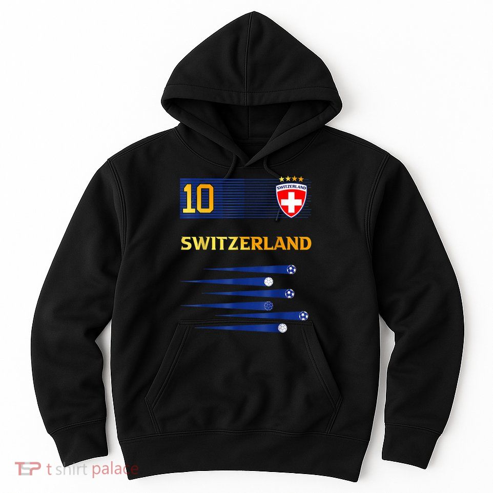 Switzerland Jersey Number ten Swiss Futebol Soccer Hoodie