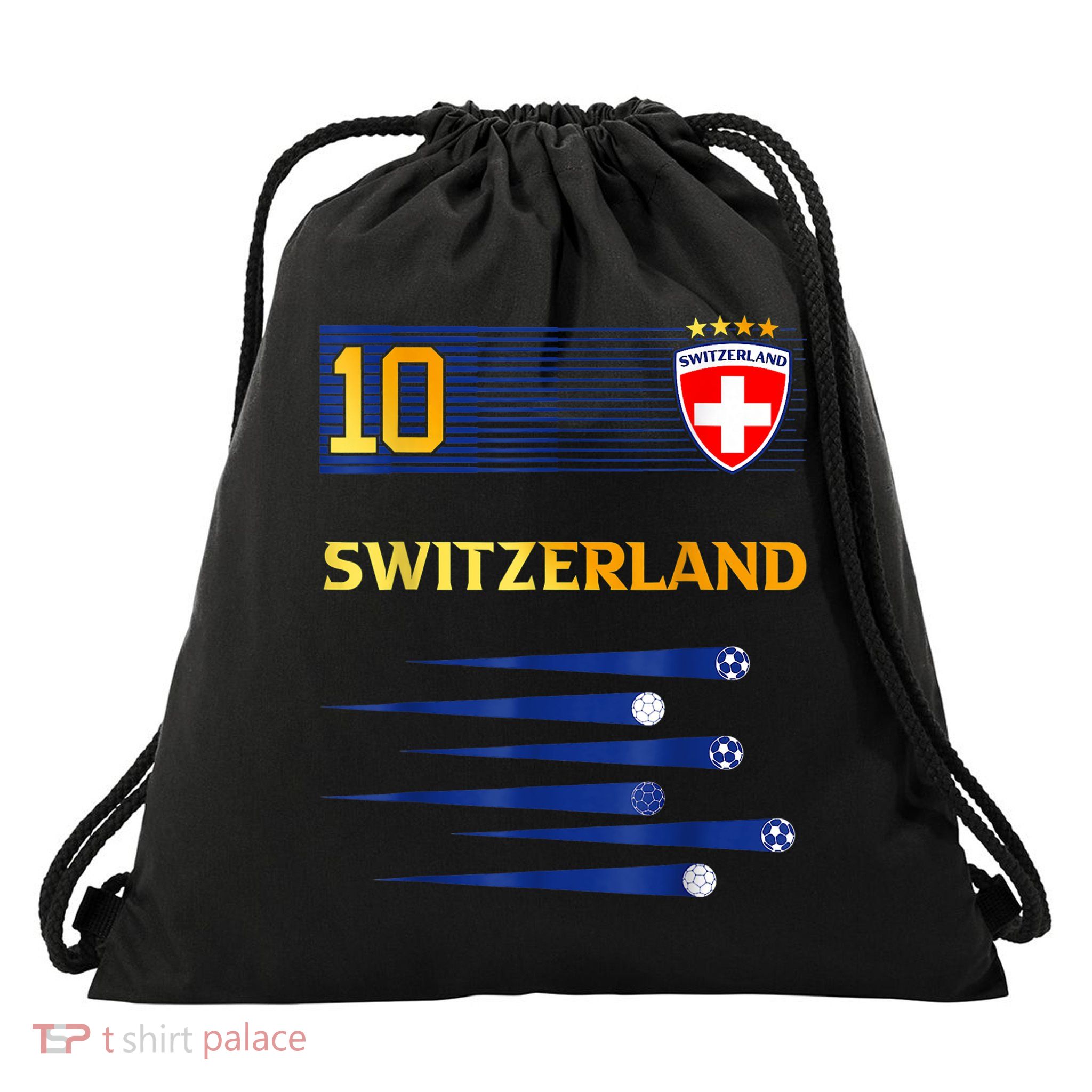 Switzerland Jersey Number ten Swiss Futebol Soccer Drawstring Bag