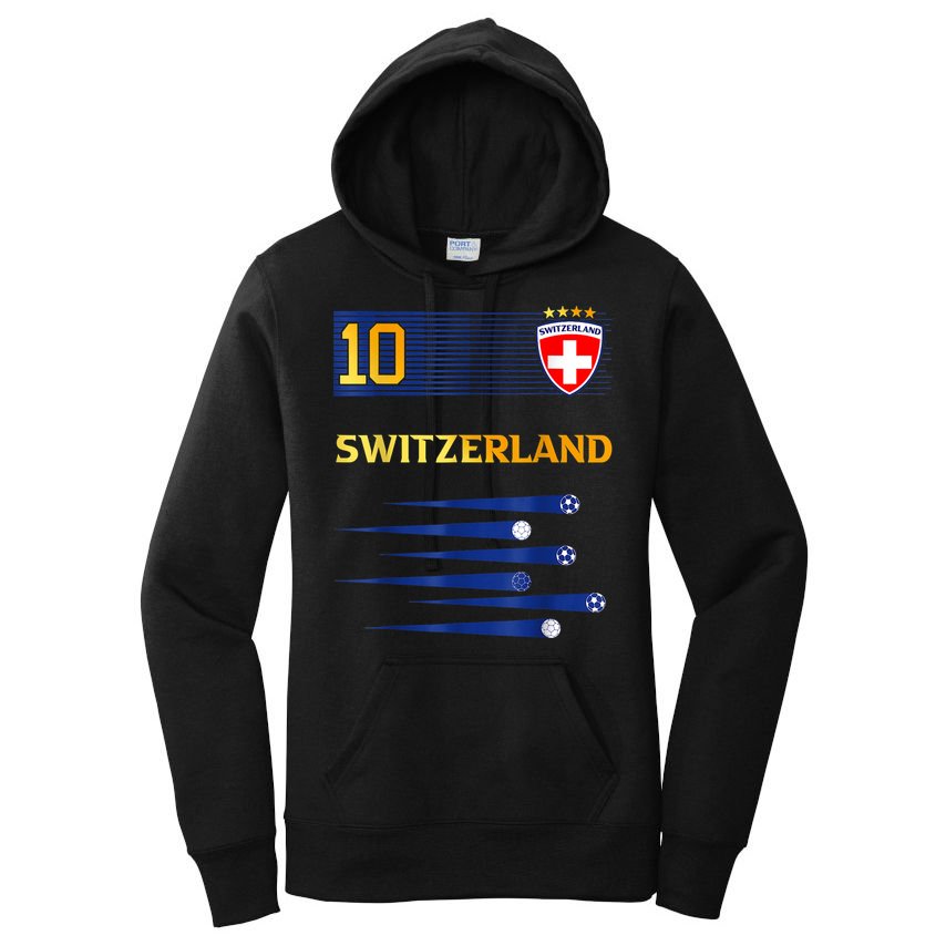 Switzerland Jersey Number ten Swiss Futebol Soccer Women's Pullover Hoodie